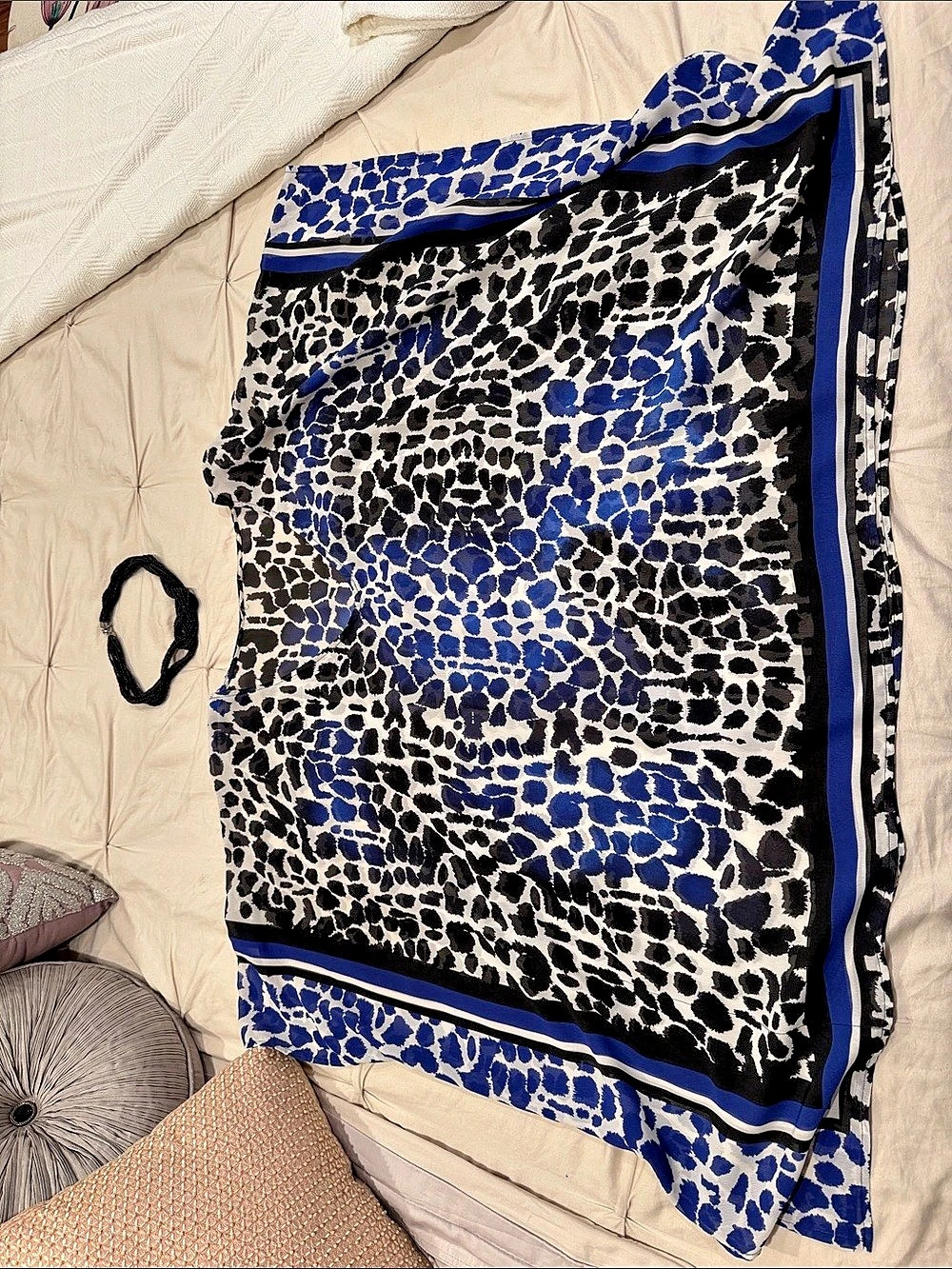 Blue & Black Animal Print Scarf